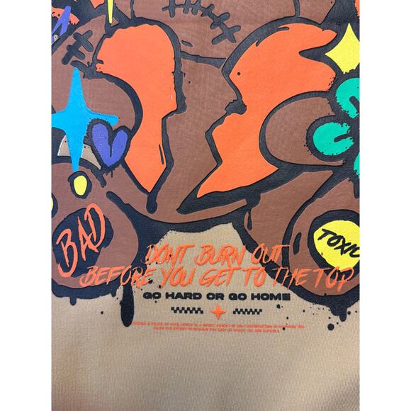 RGSTR Love My Haters Hoodie Large Bear Graphic Tan Size Large - Picture 3 of 9